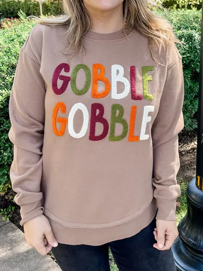 GOBBLE Letter Graphic Thanksgiving Shift Sweatshirt (sold out)