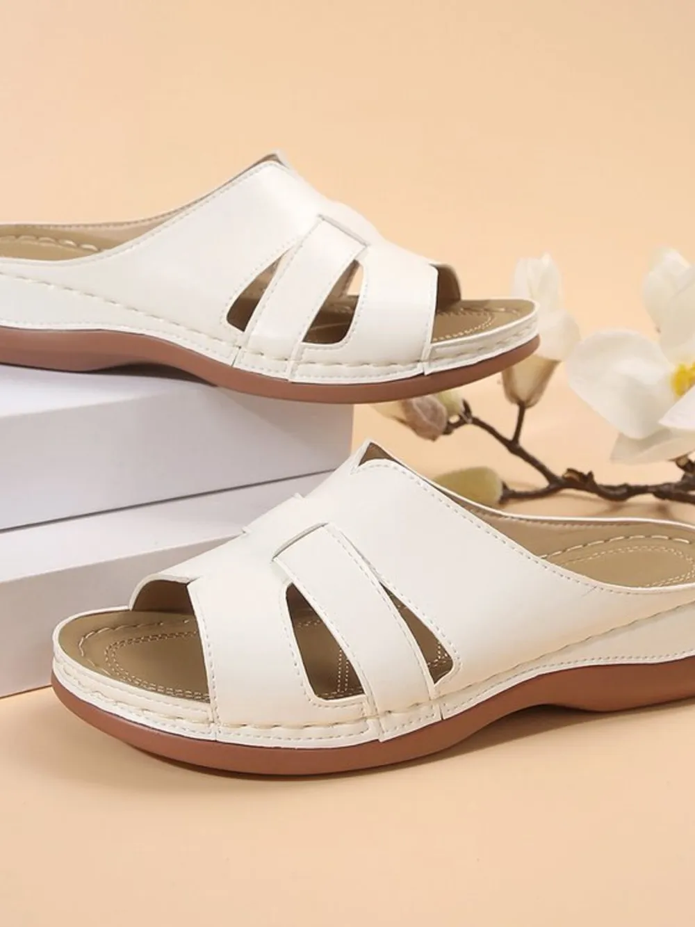Cutout Leather Open Toe Sandals, image 19
