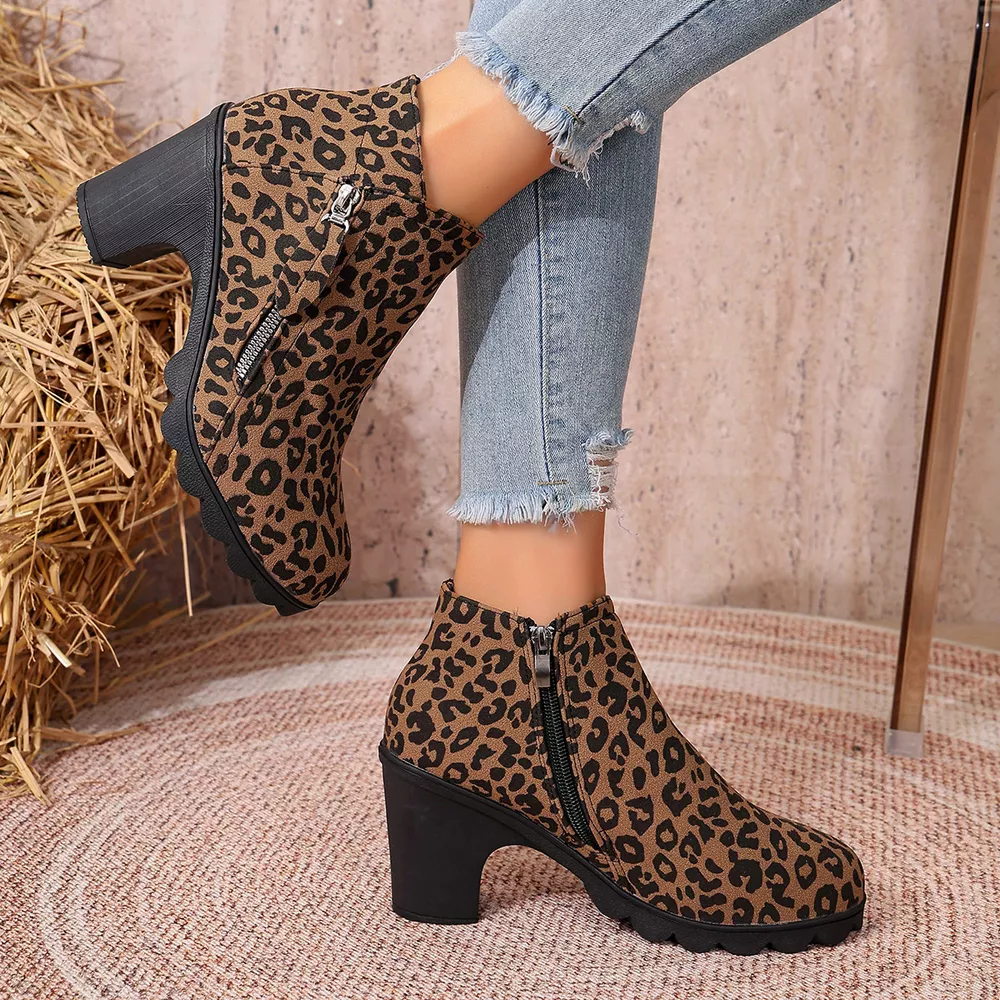 Round Toe Block Heels Boots, image 10