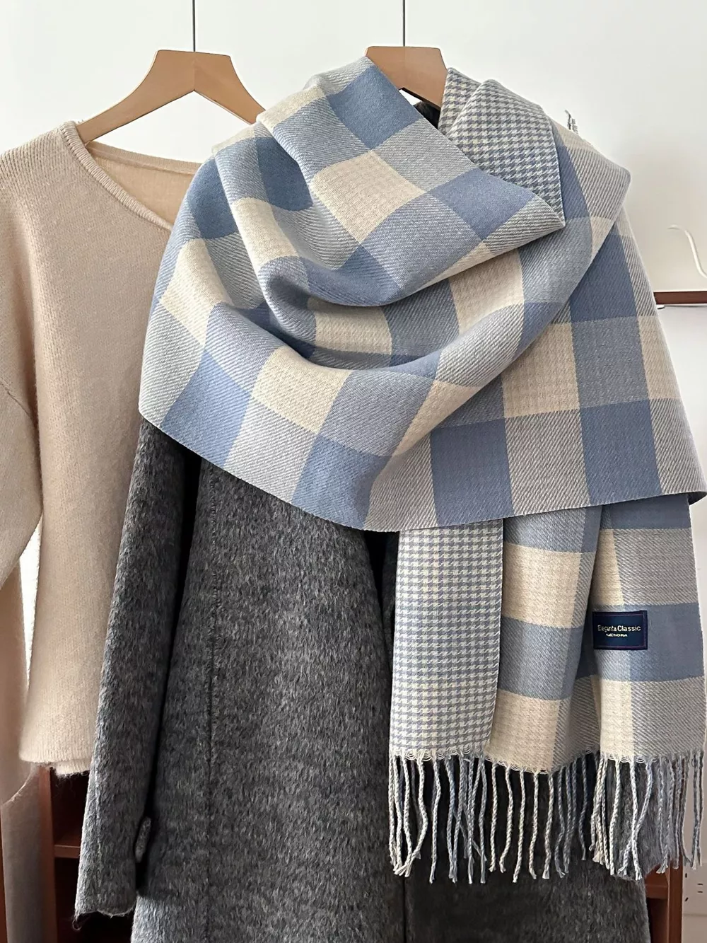 Plaid Tassel Winter Scarf, image 10