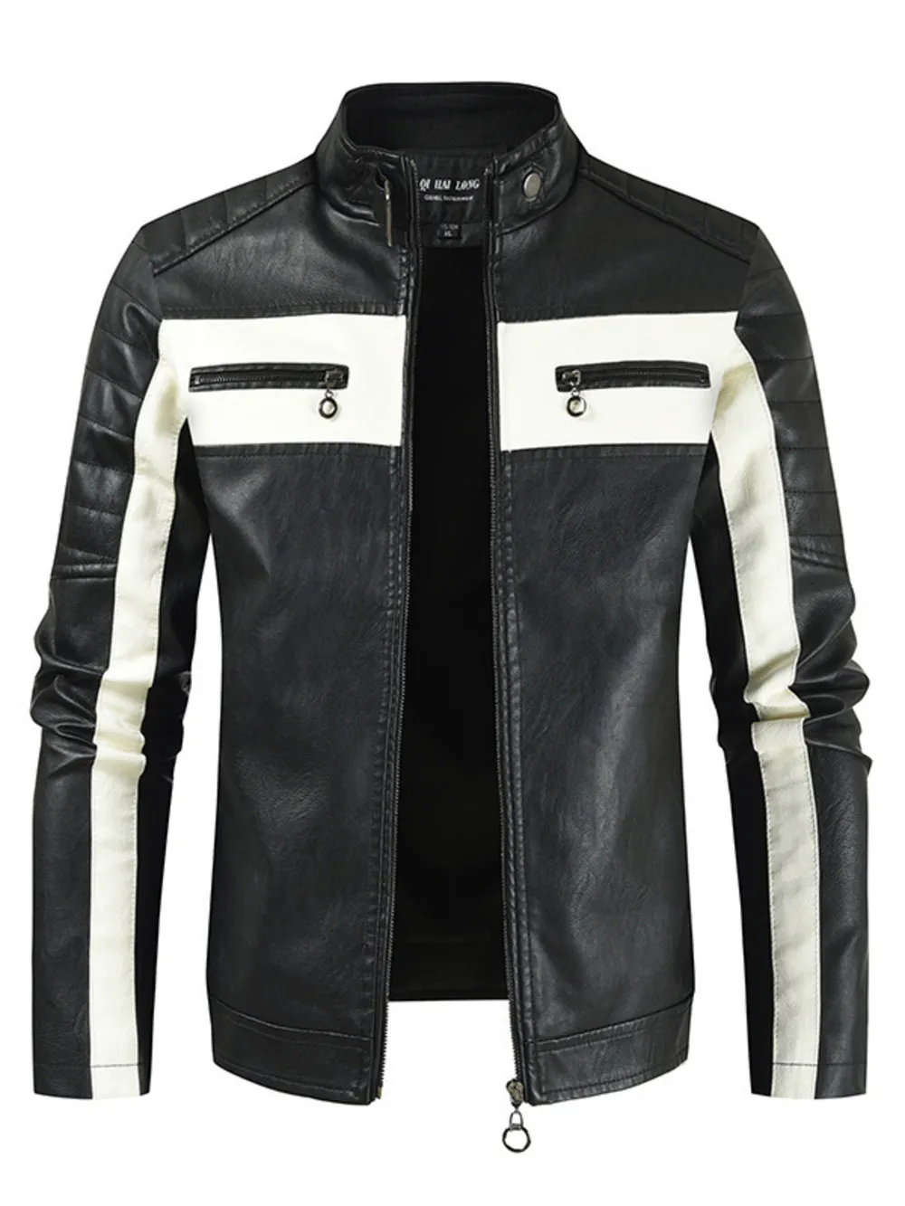Men's Plus Size Contrast Zip Up Long Sleeve Jacket