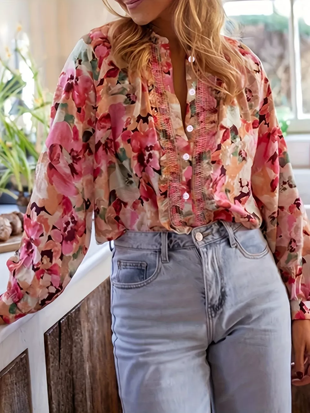 Floral Print Button Up Shirt, image 3