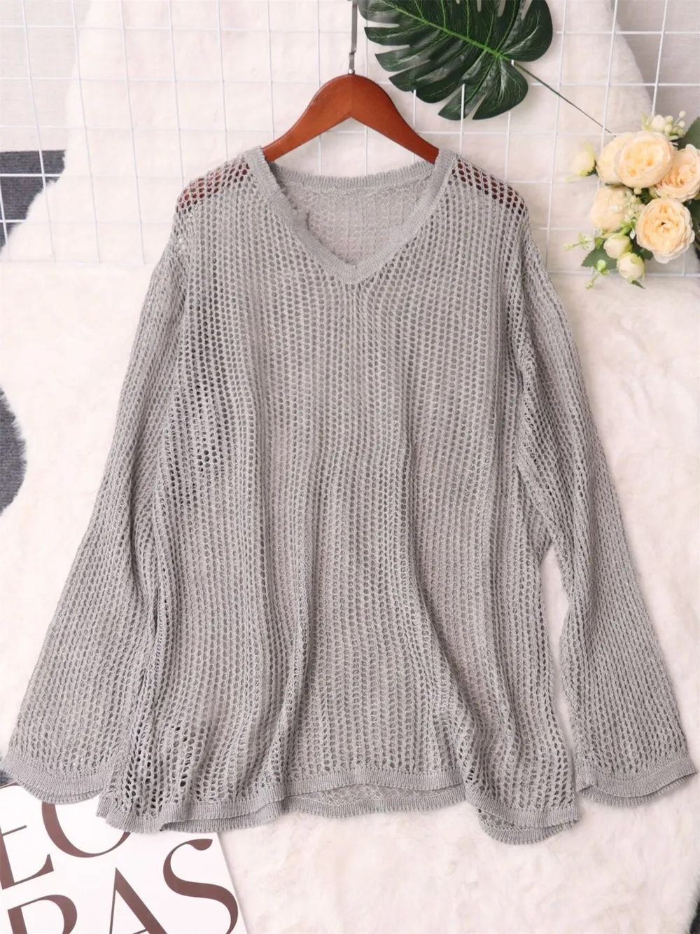 Openwork Relaxed Fit Knit Cover Up, image 8