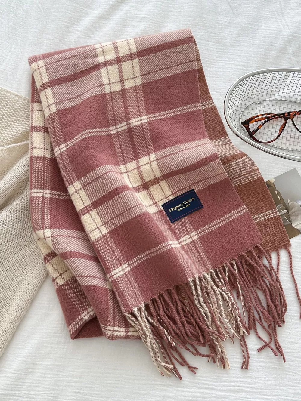 Classic Fringe Plaid Scarf, image 5