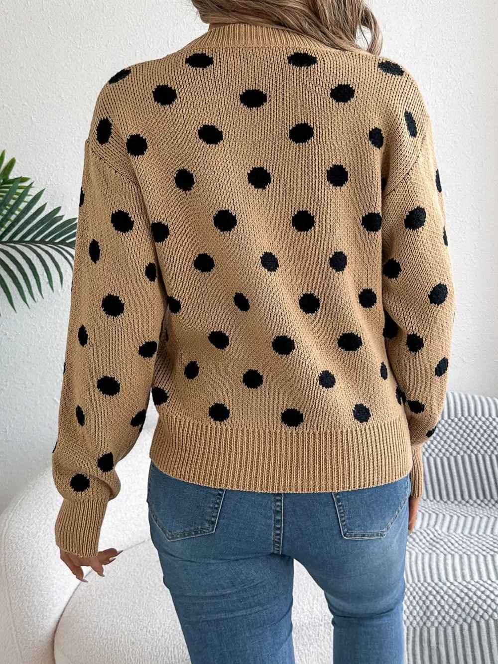 Polka Dot Round Neck Sweater, image 4