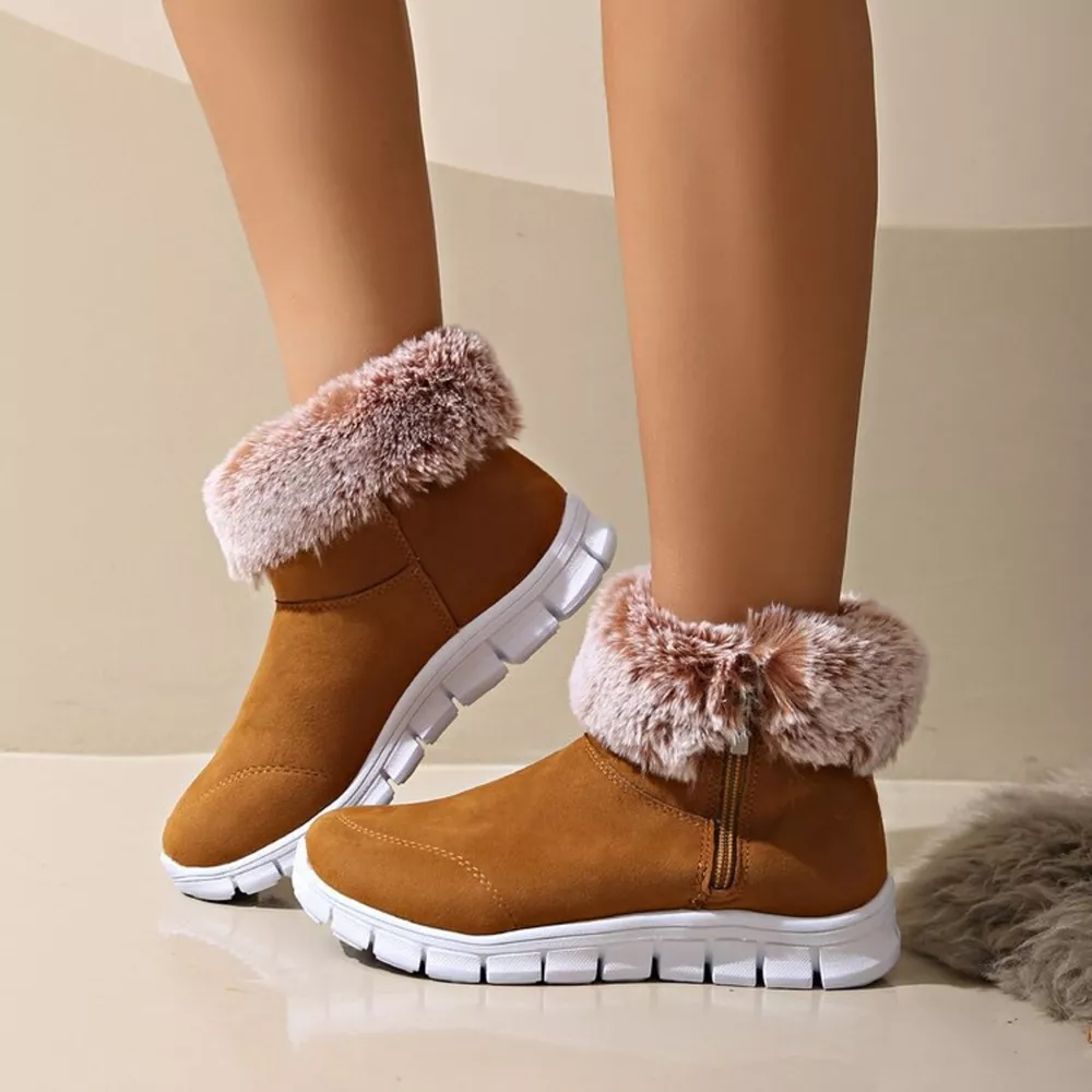 Side Zip Faux Fur Boots, image 2