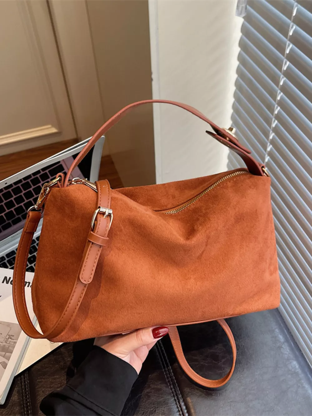 Suede Texture Crossbody Bag, image 5
