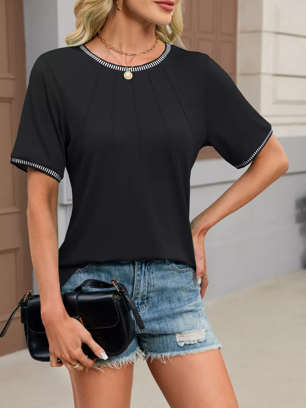Contrast Trim Short Sleeve T-Shirt, image 18