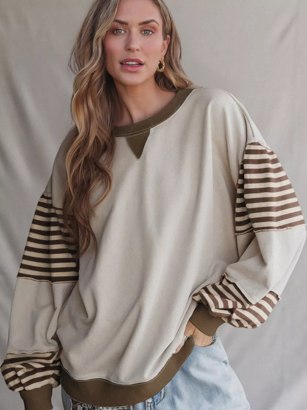 Contrast Striped Long Sleeve Sweatshirt, image 5