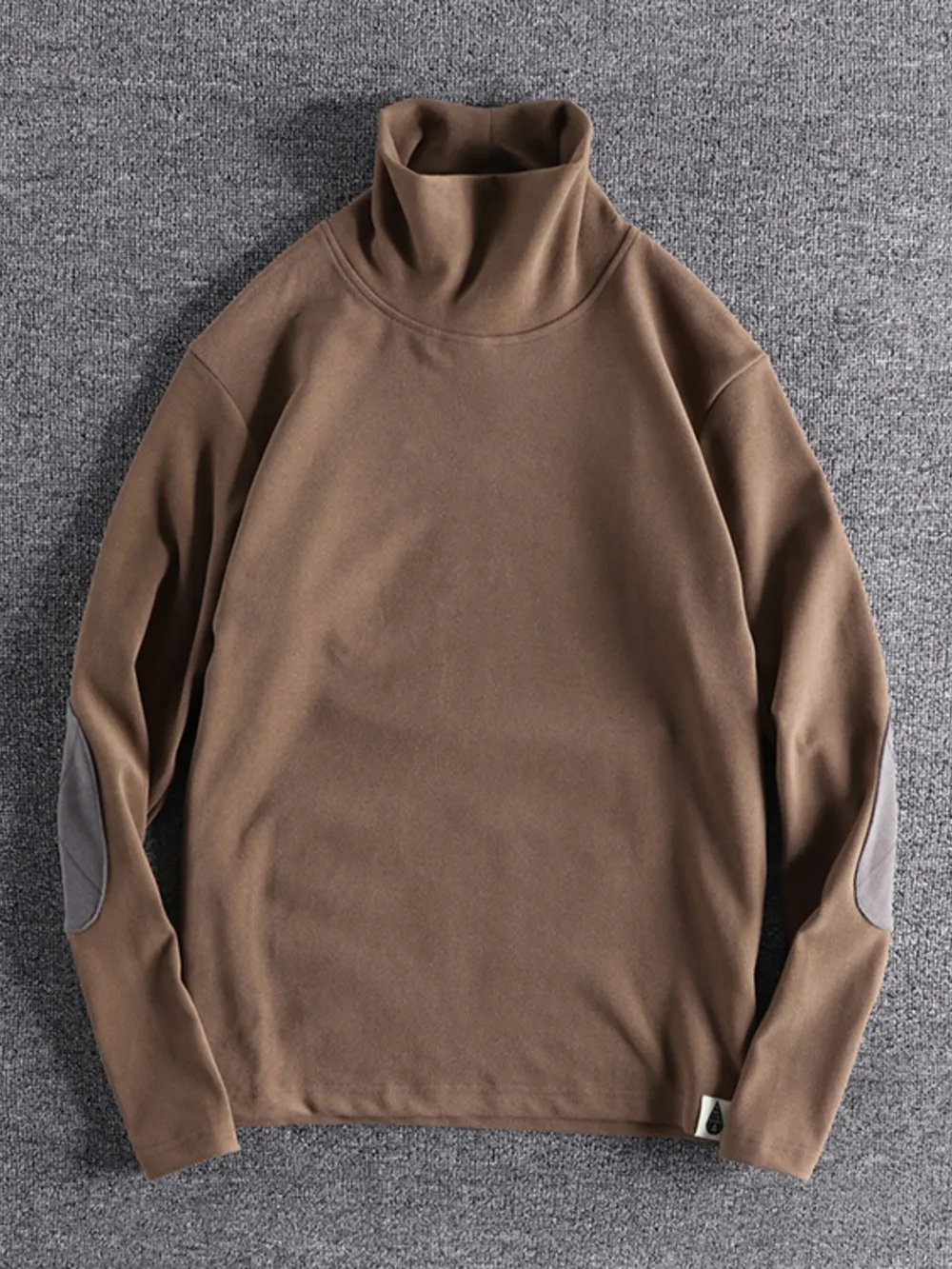 Men's Turtleneck Long Sleeve Top with Patches, image 3