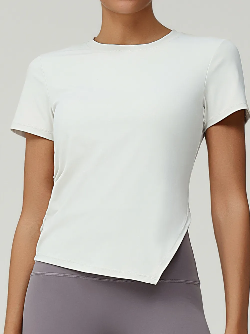 Full Size Slit Round Neck Short Sleeve Active T-Shirt Plus Size, image 5