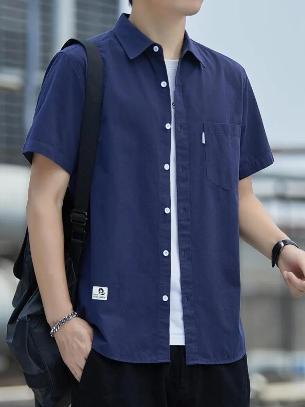 Men's Plus Size Short Sleeve Button-Up Casual Shirt, image 3