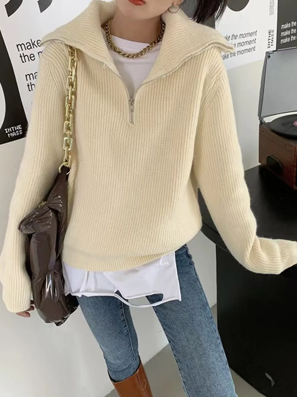 Half-Zip Long Sleeve Sweater, image 9
