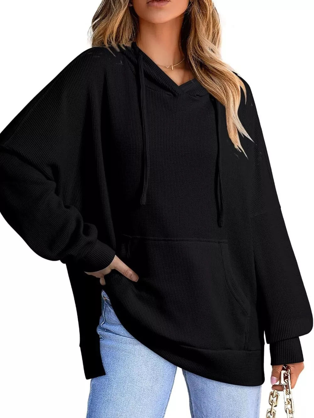 High-Low Hoodie with Kangaroo Pocket, image 4