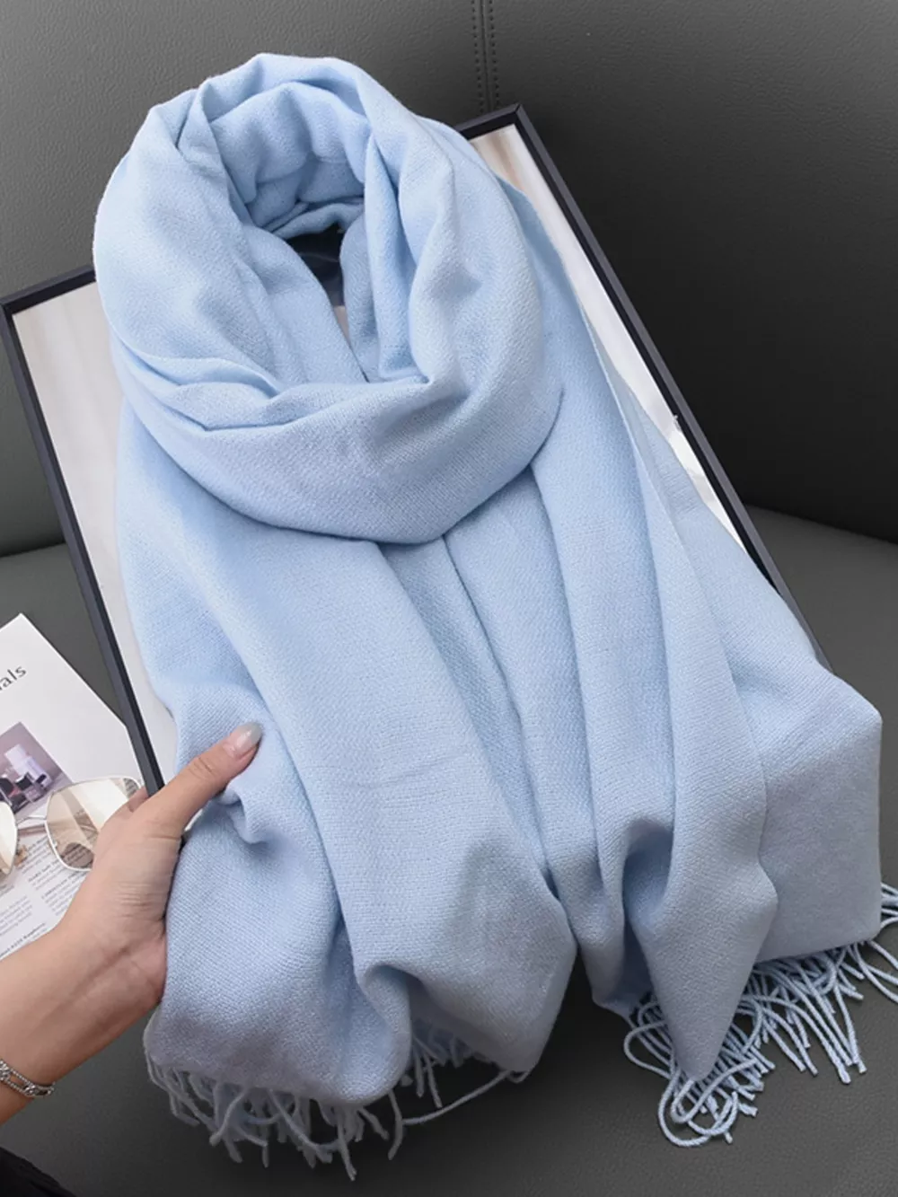 Solid Color Fringe Scarf, image 14