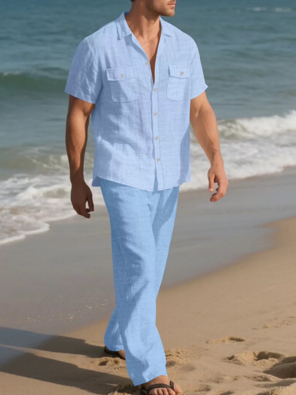 Men's Full Size Casual Button Up Shirt and Pants Set Plus Size, image 8