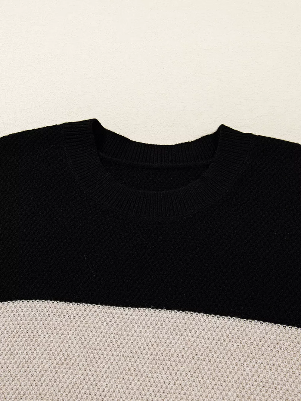 Color Block Knit Striped Sleeve Detail Casual Sweater, image 8