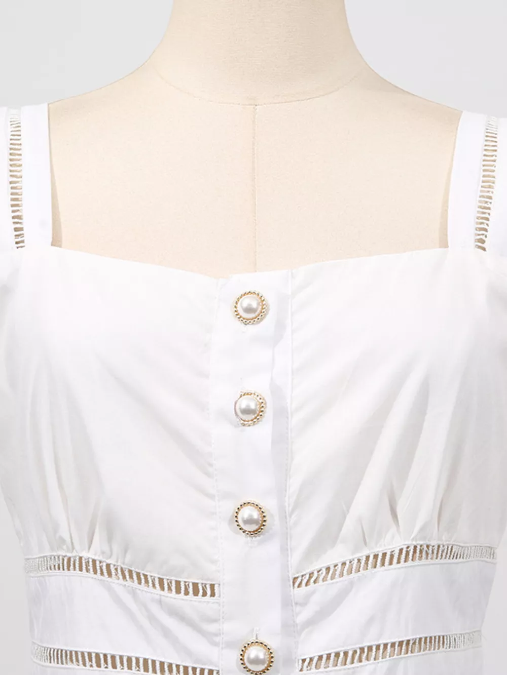 Sleeveless Eyelet Embroidered Button-Down Midi Dress, image 6
