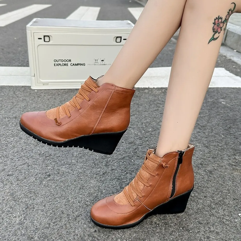 Lace Up Wedge Boots, image 5