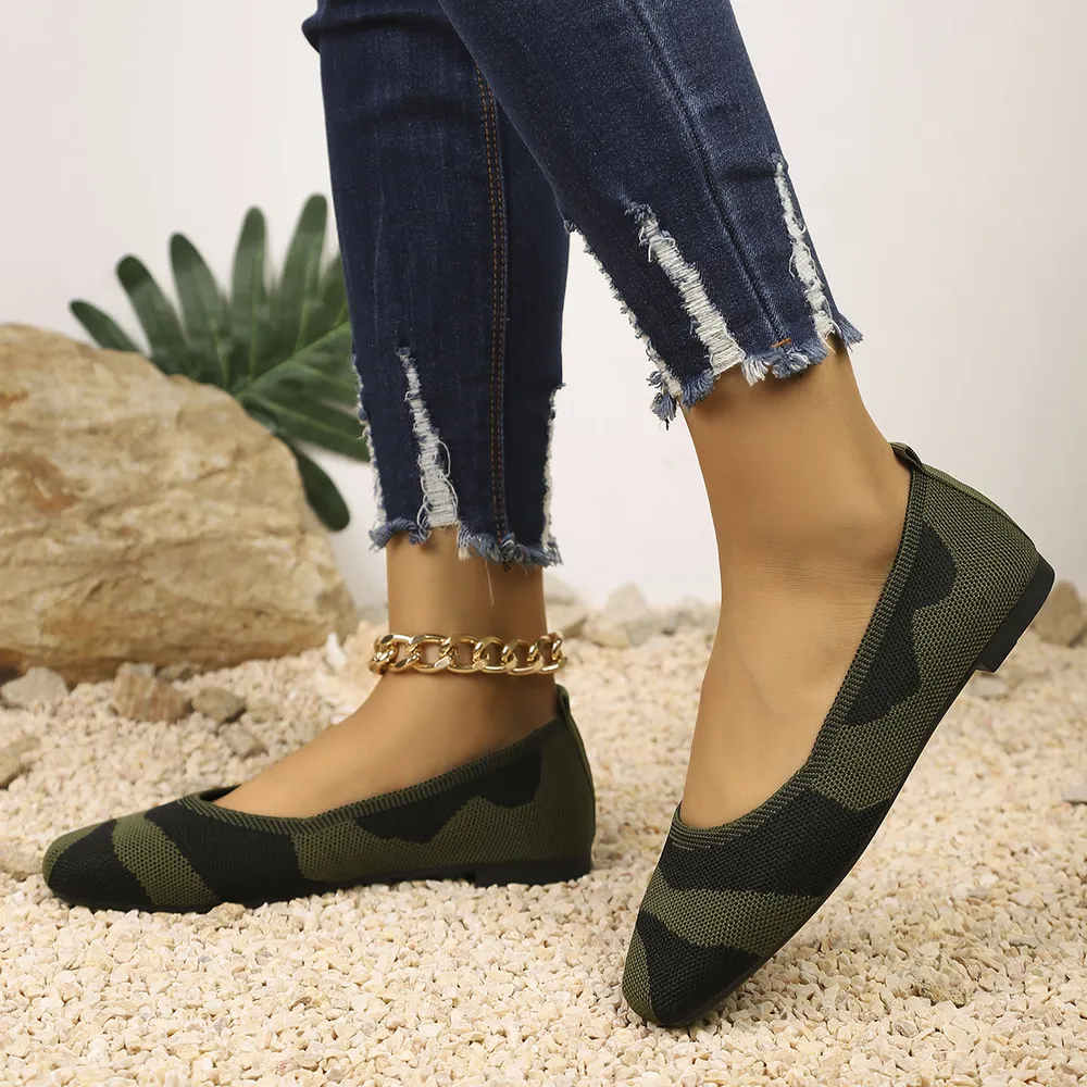 Camouflage Mesh Knit Flat Loafers, image 7