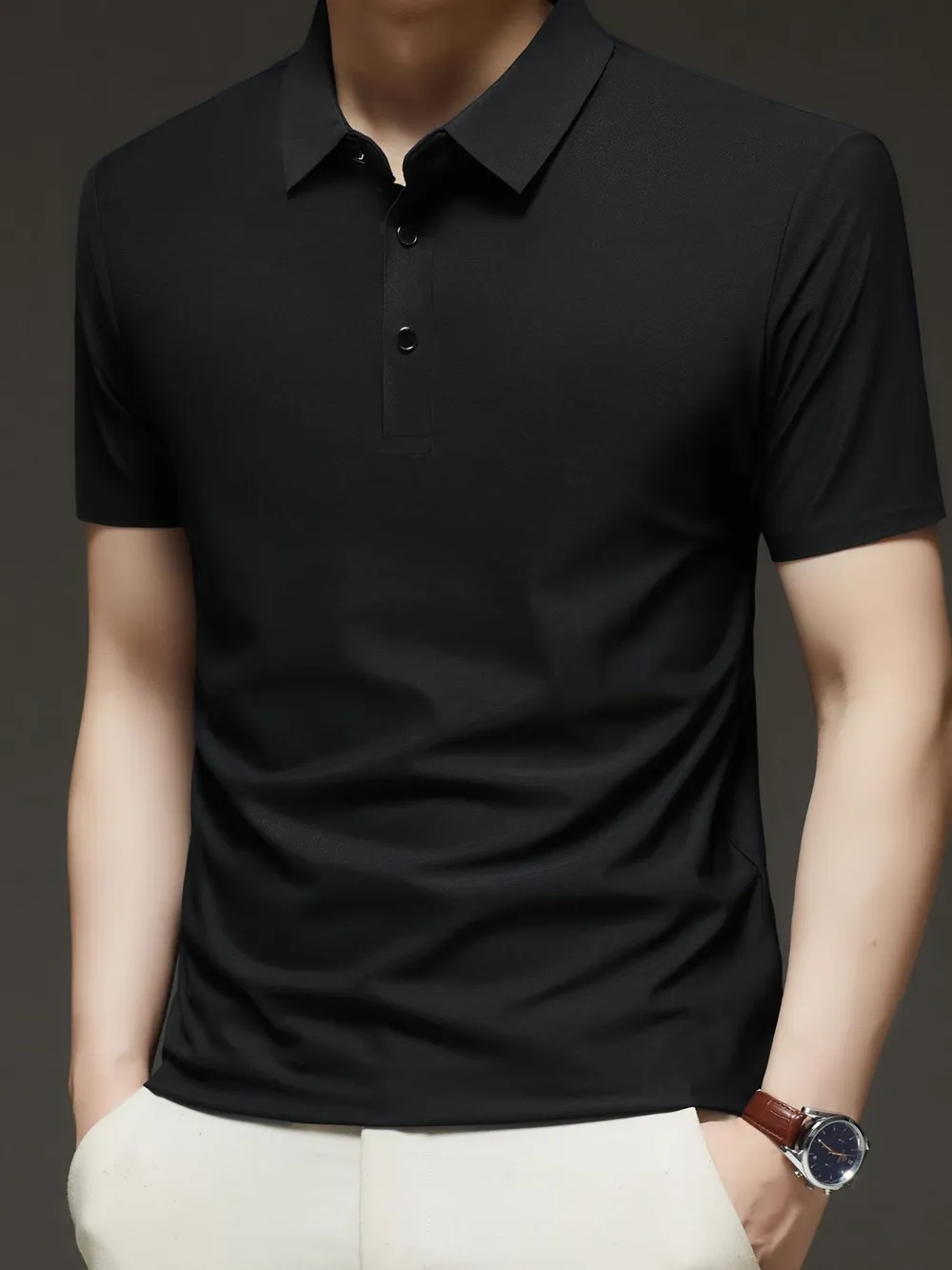 Men's Plus Size Button Detail Short Sleeve Polo
