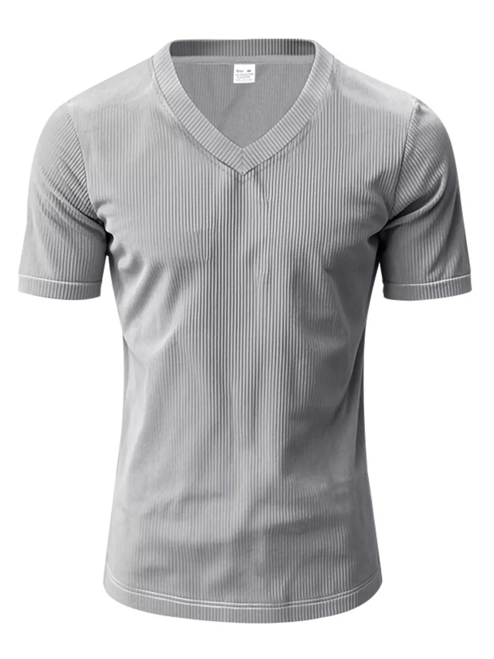Men's Full Size Ribbed V-Neck T-Shirt Plus Size, image 7