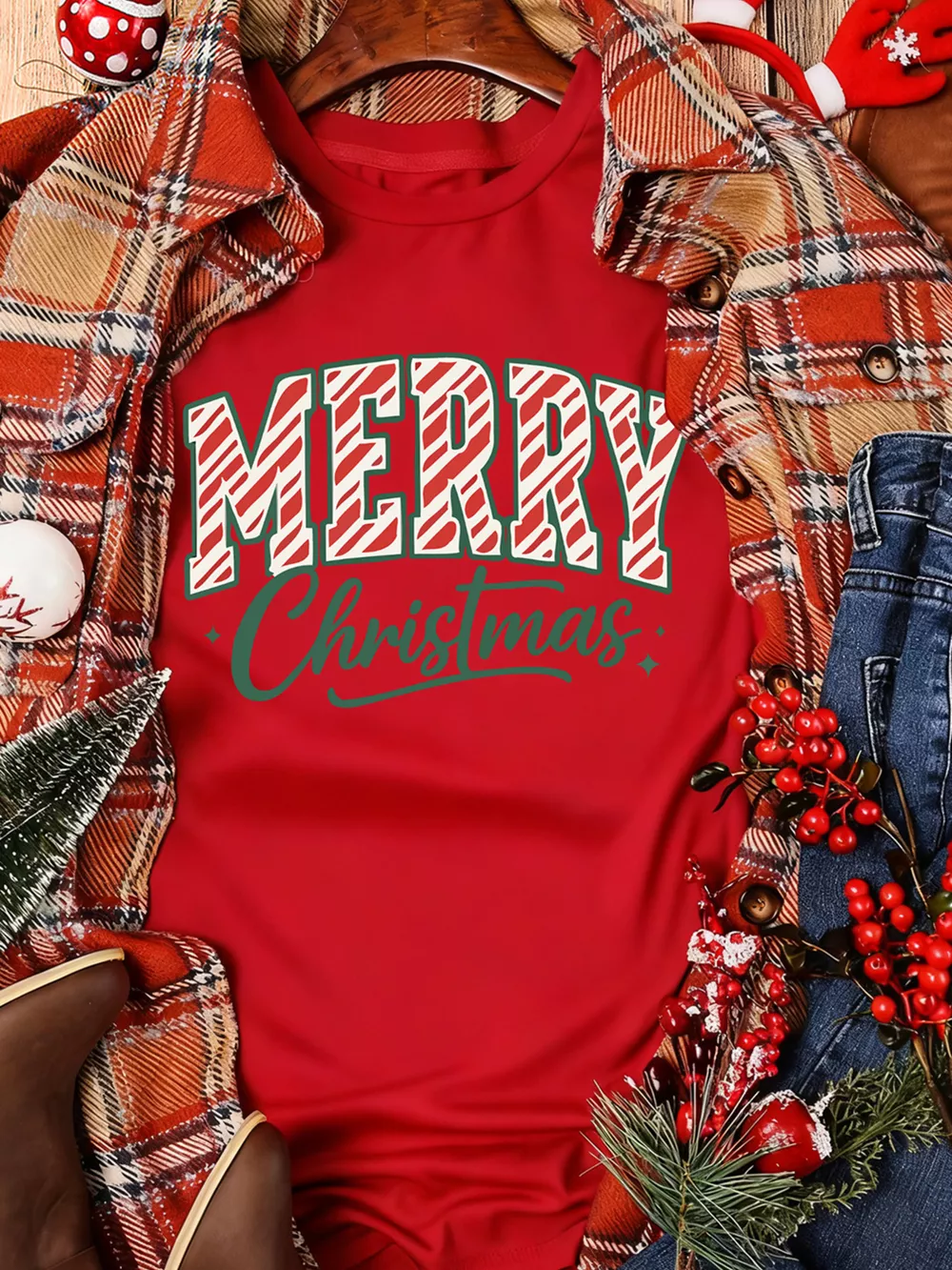 Merry Christmas Short Sleeve Graphic Tee, image 3