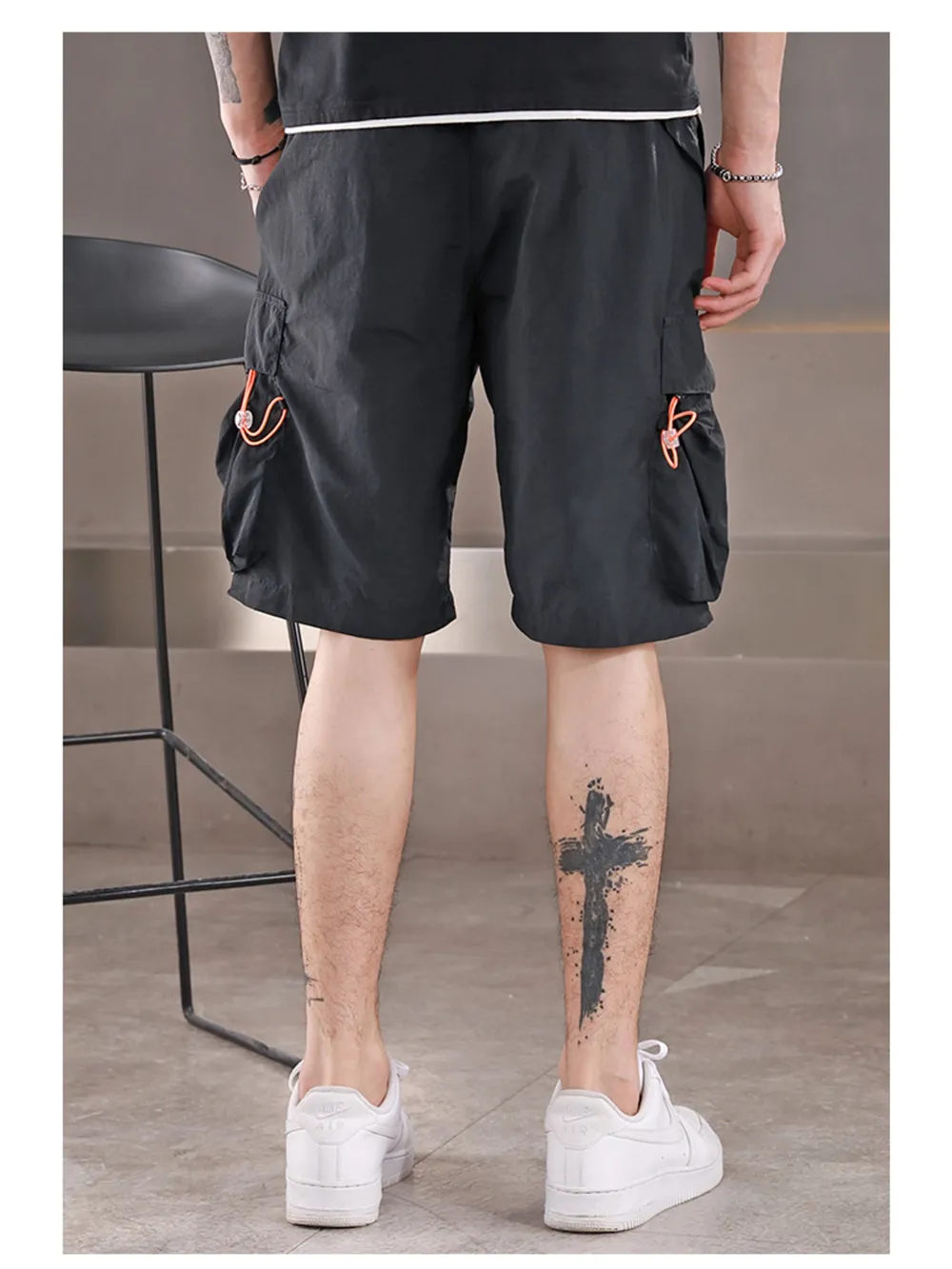 Men's Plus Size Drawstring Cargo Shorts, image 2