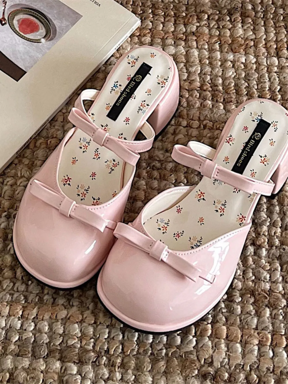 Bow Round Toe Block Heel Sandals, image 5