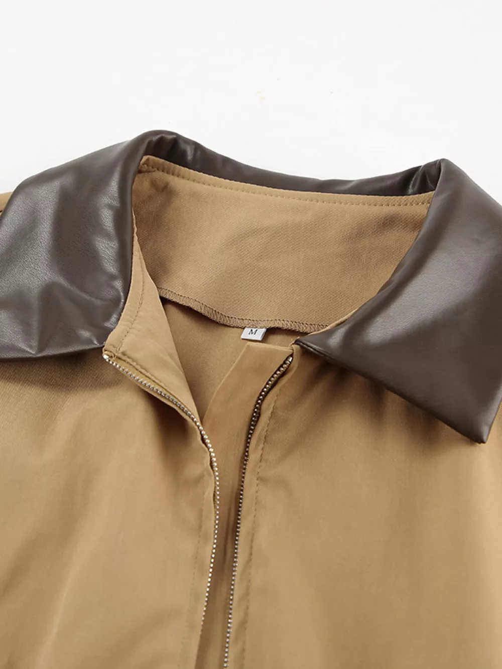 Oversized Contrast Collar Jacket with Drawstring Waist, image 12
