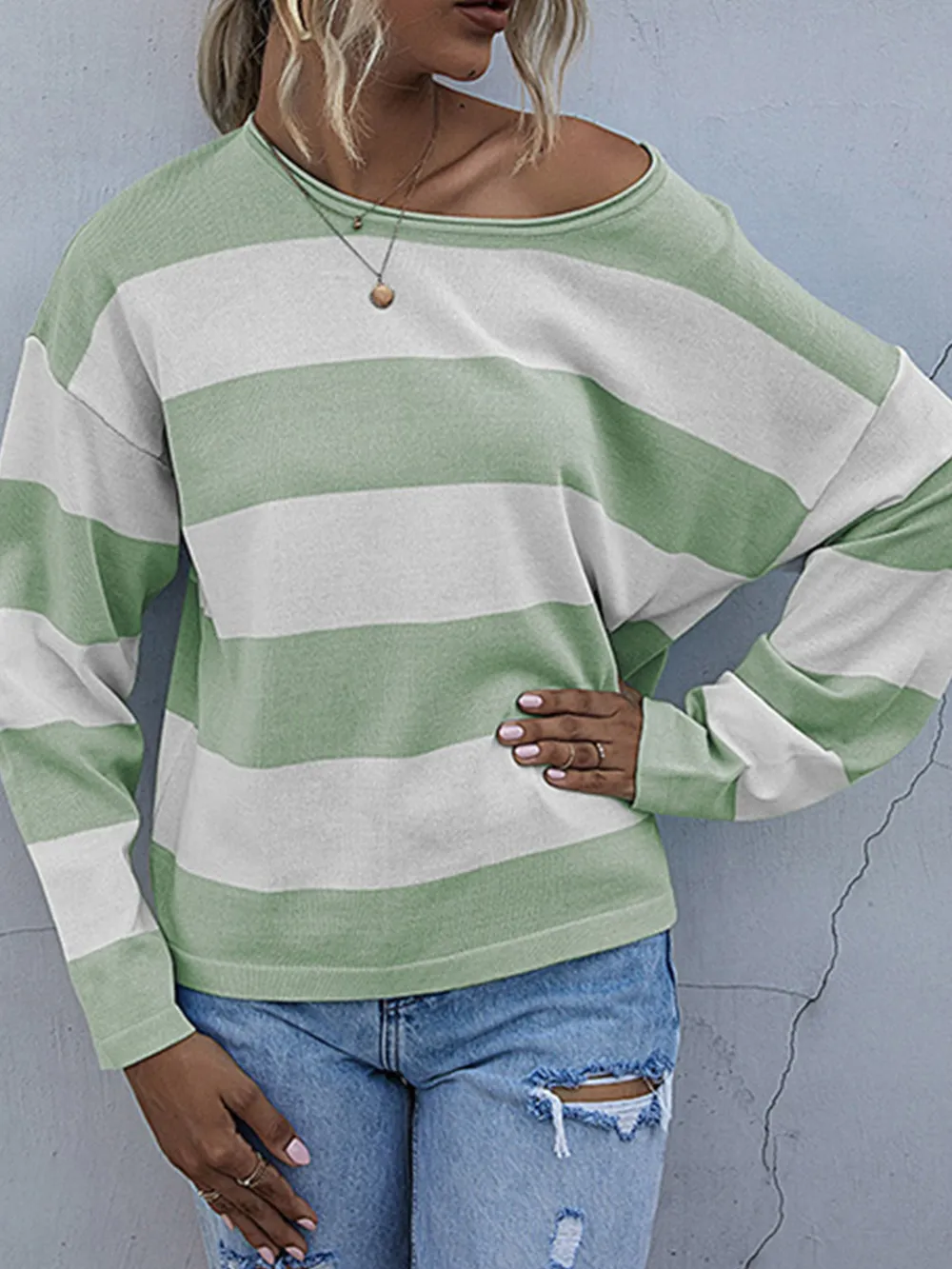 Striped Casual Long Sleeve Knit Top, image 11