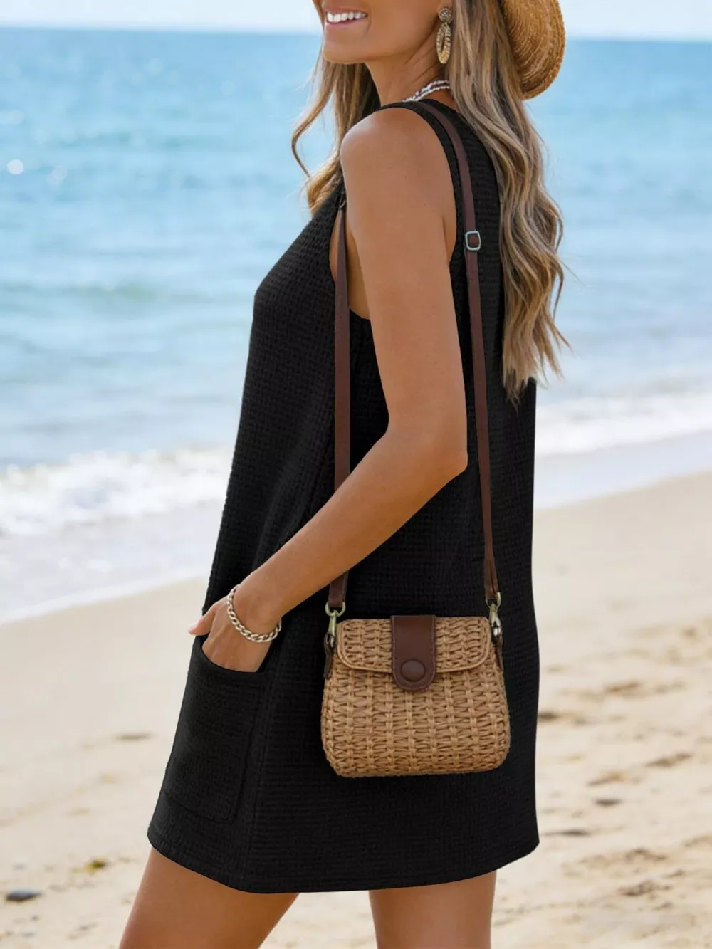 V-Neck Sleeveless Dress with Pockets, image 2