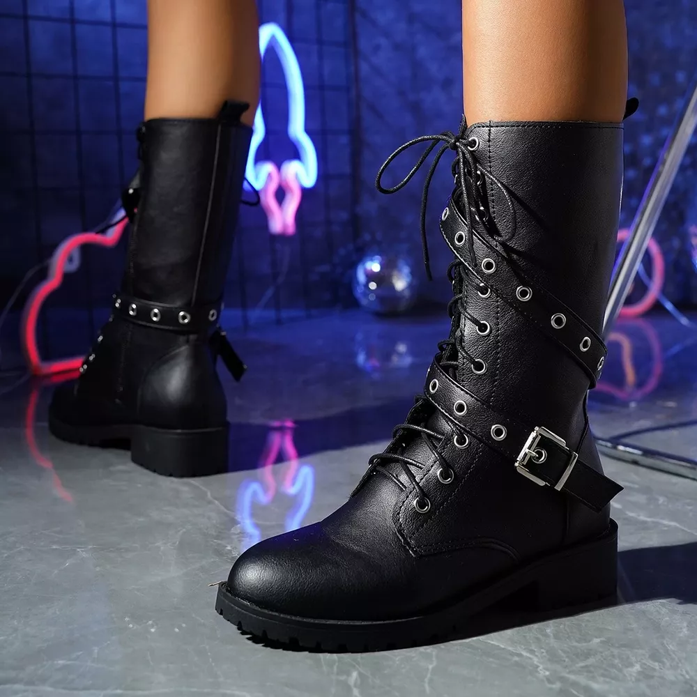 Round Toe Lace Up Boots, image 2