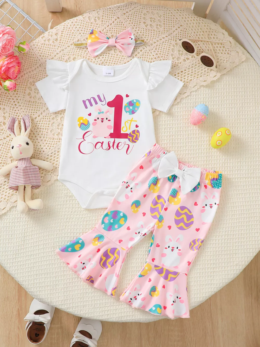 Children's My 1st Easter Top and Pants Set with Headband, image 2