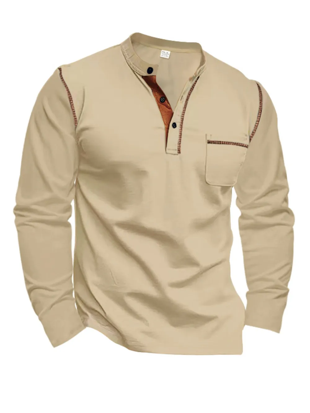 Men's Full Size Long Sleeve Polo with Contrast Trim Plus Size, image 5
