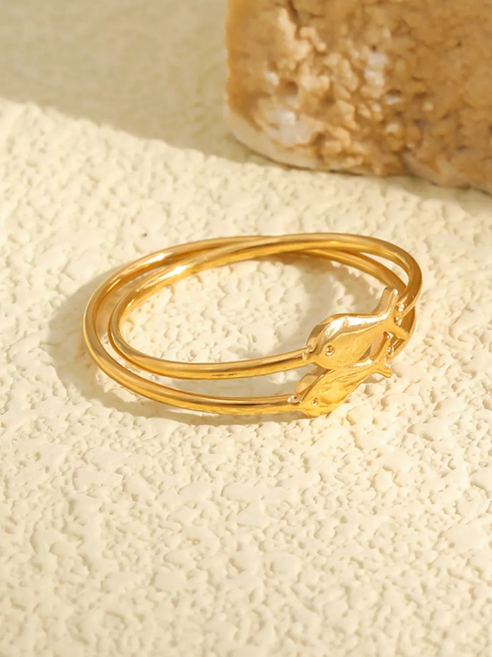 18K Gold-Plated Stainless Steel Fish Ring, image 7