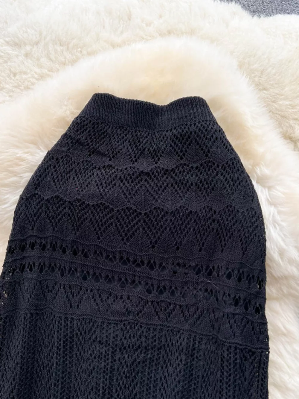Knitted Hollow Out Maxi Skirt, image 5