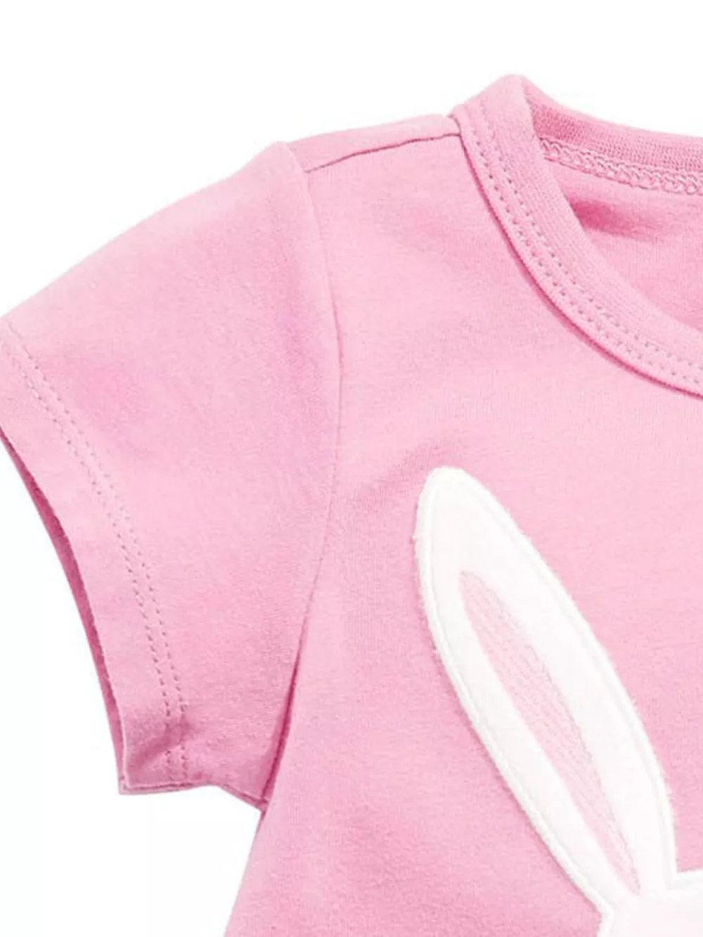 Children's Cute Bunny Applique Round Neck T-Shirt, image 2