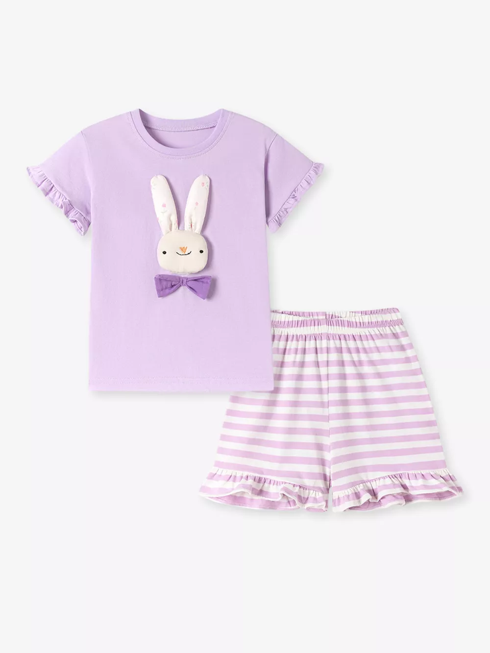 Children's Cute Bunny Applique Ruffle Trim Set, image 4