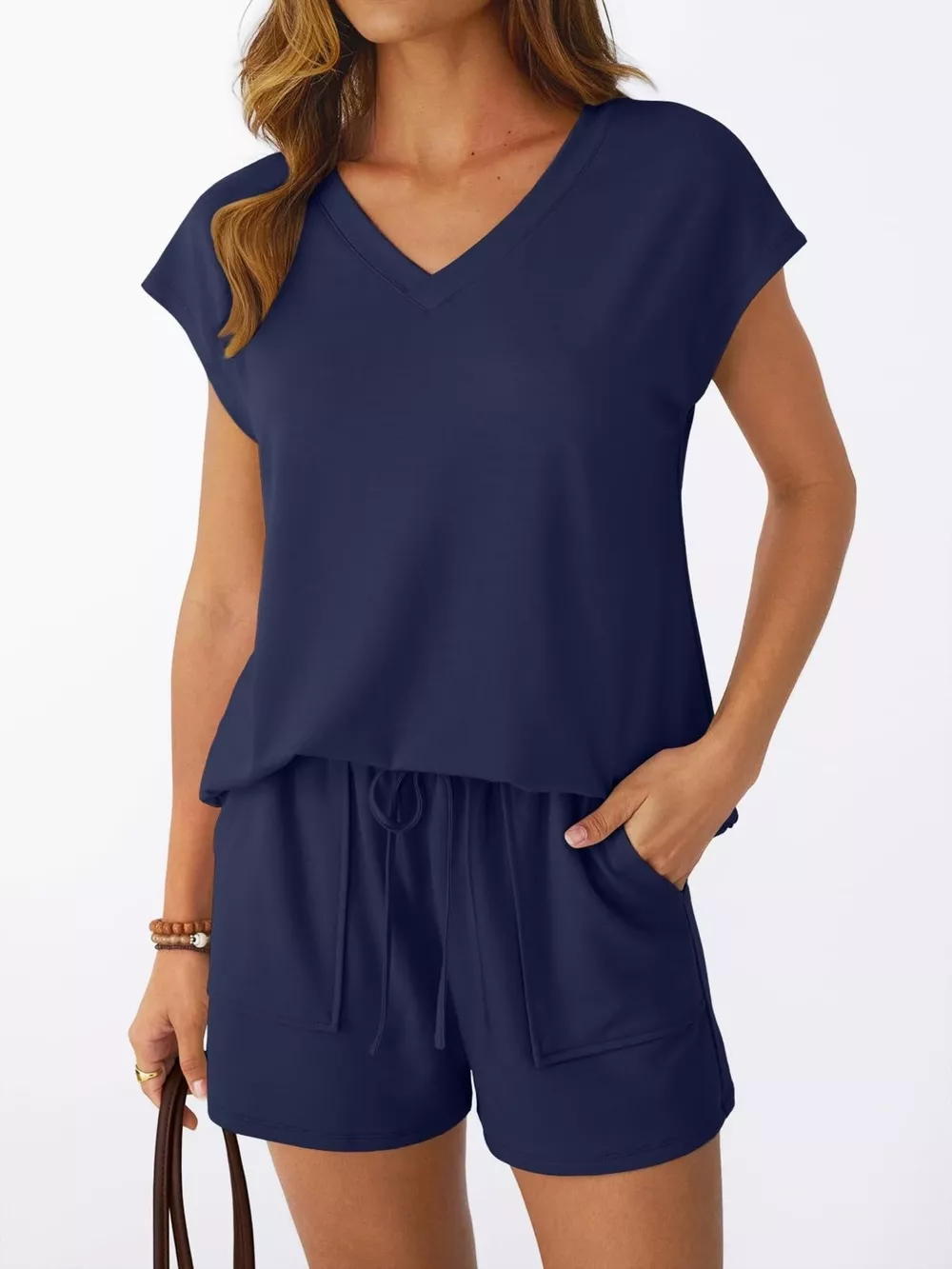 Casual V-Neck T-Shirt and Shorts Set, image 17