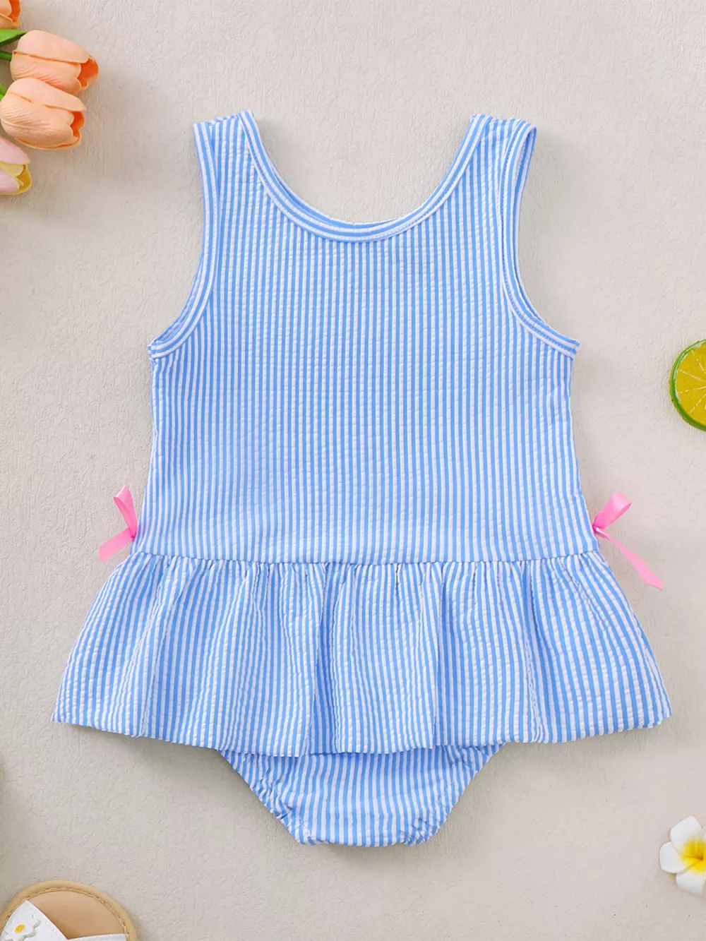 Children's Striped Sleeveless One-Piece Swimsuit