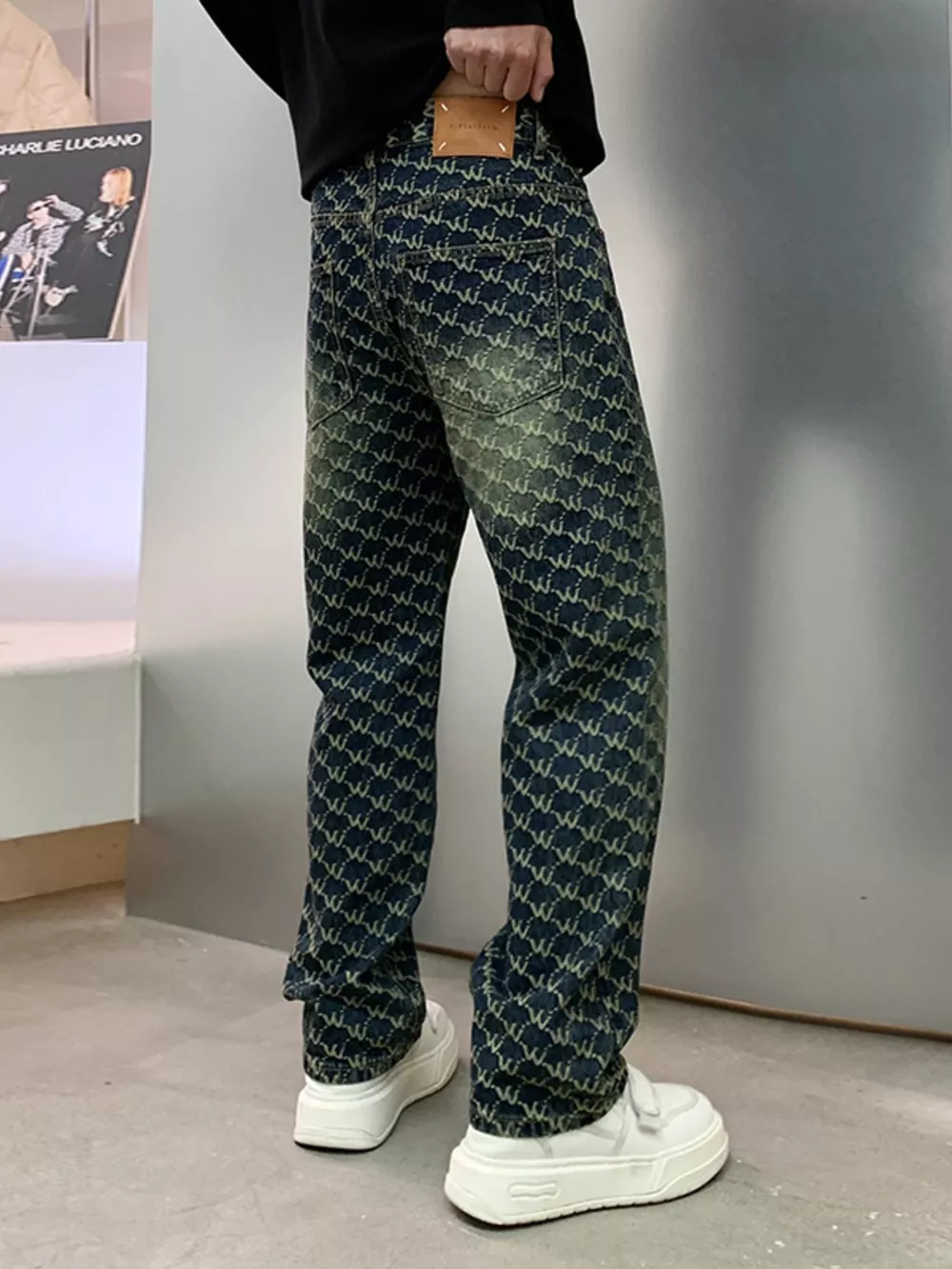 Men's Patterned Relaxed Fit Jeans, image 6