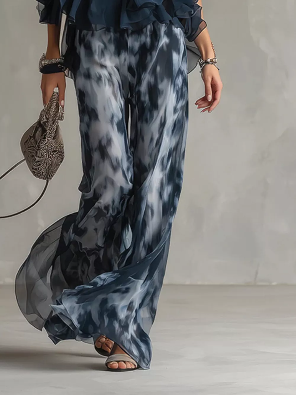 Sleeveless Top and Tie-Dye Wide-Leg Pants Set, image 3