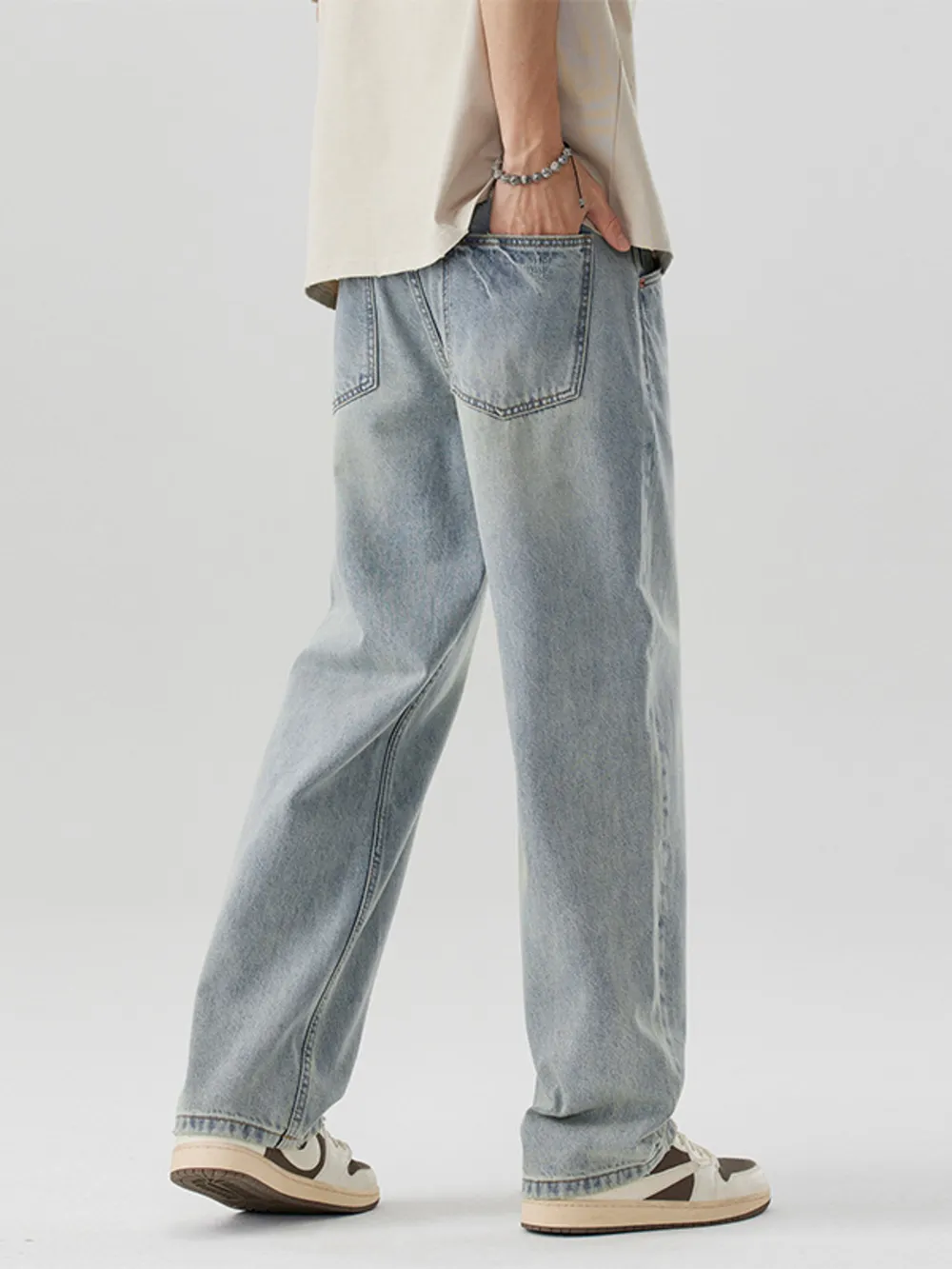 Men's Wash Wide Leg Jeans, image 3