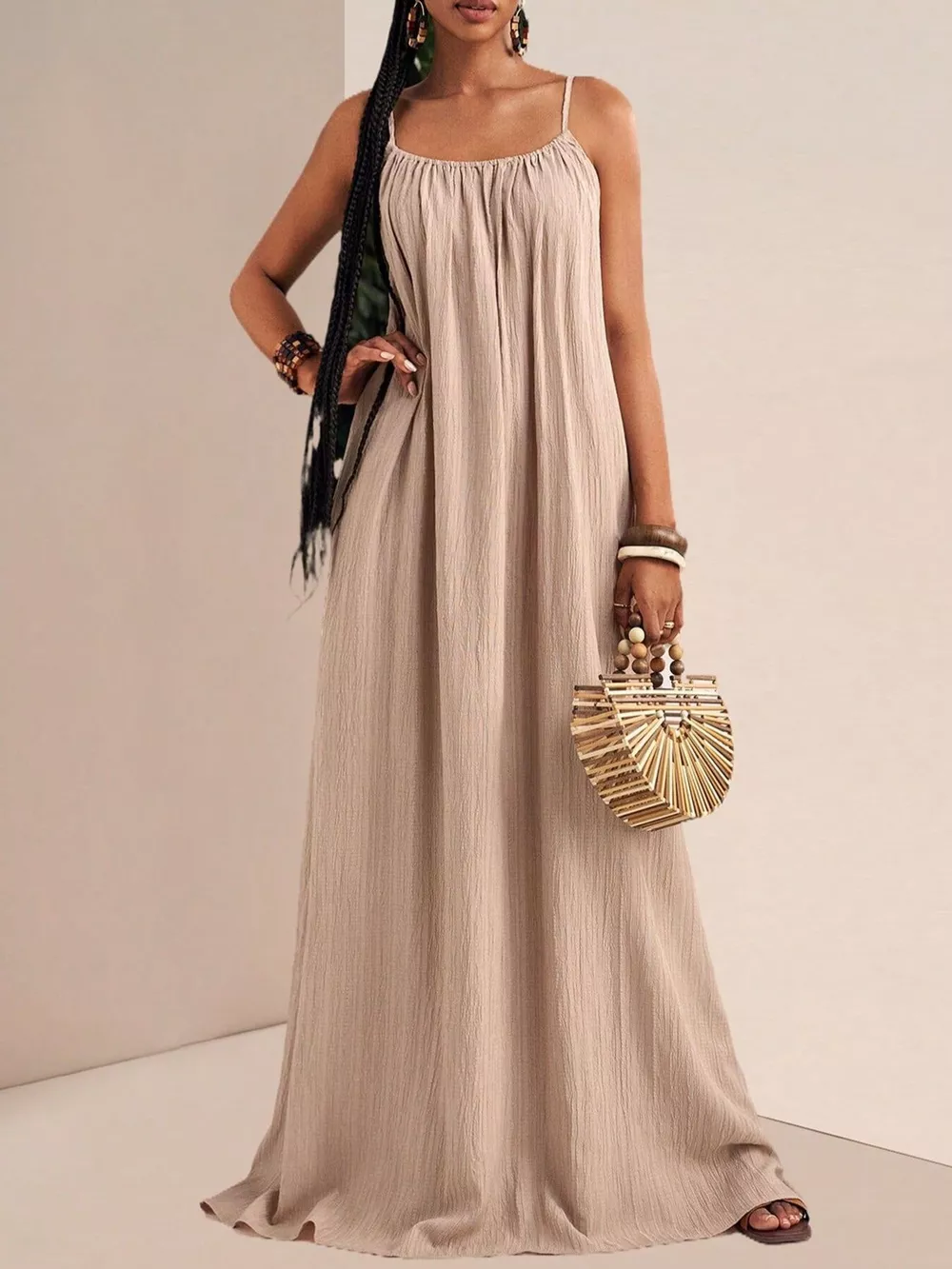 Spaghetti Strap Flowy Maxi Dress, image 3