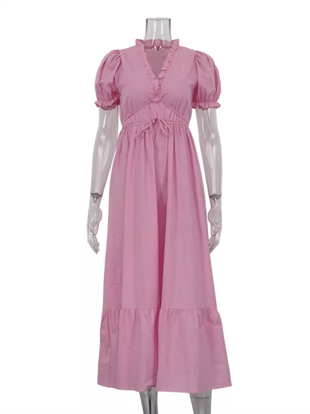 Tie Waist Puff Sleeve Maxi Dress, image 9