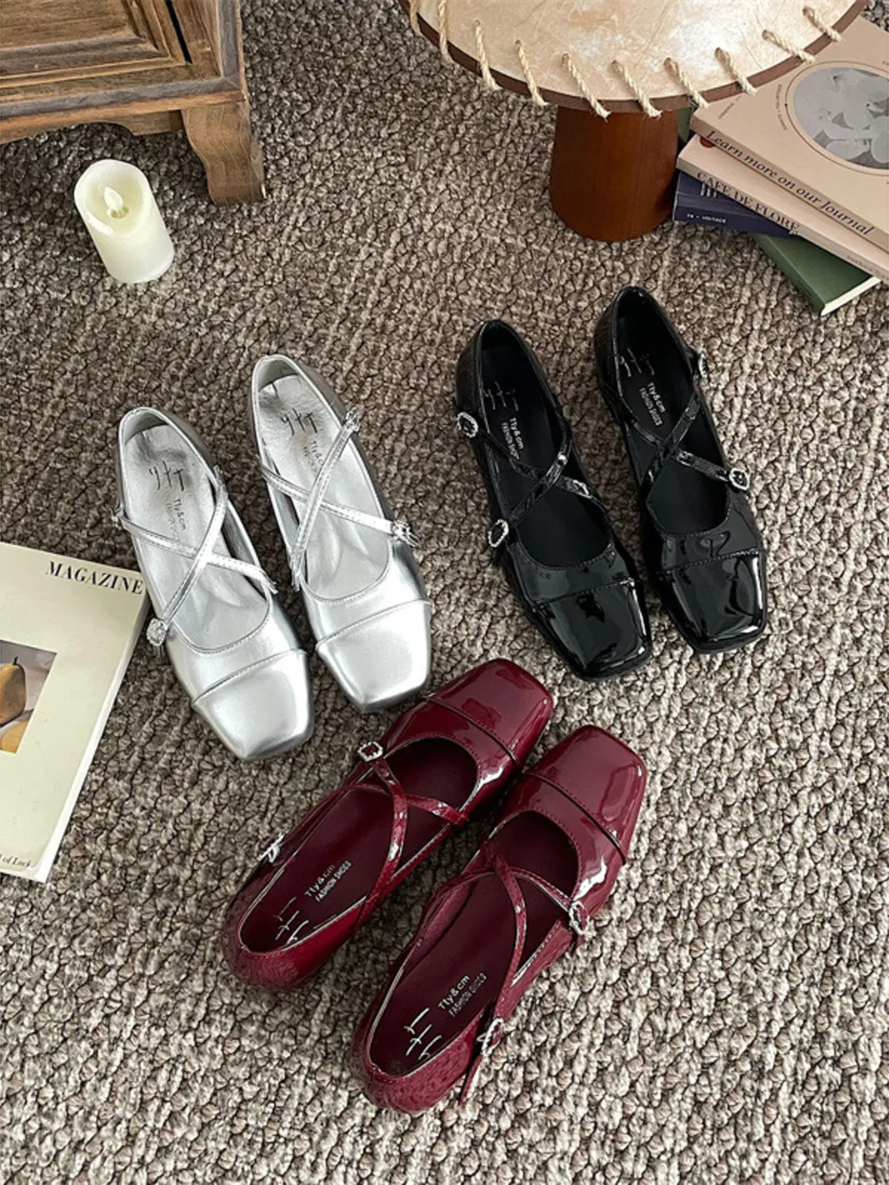 Crisscross Buckle Square Toe Mary Jane Loafers, image 2