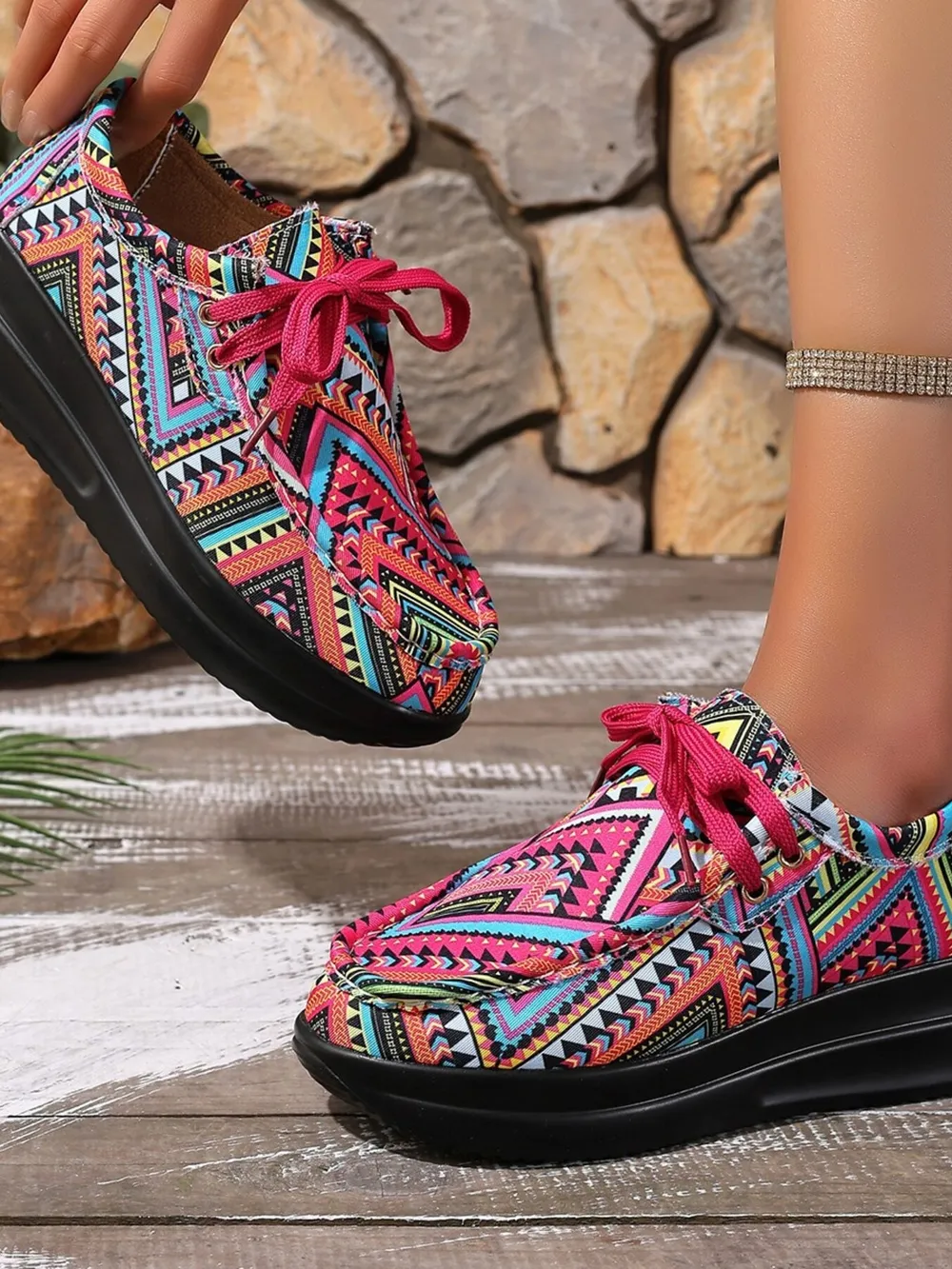 Graffiti Print Platform Sneakers, image 4