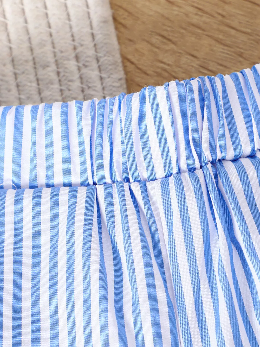 Children's Shark Embroidered T-shirt and Striped Shorts Set, image 4
