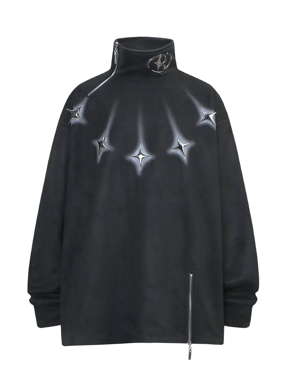 Men's Oversized Zipper Detail Turtleneck Sweatshirt